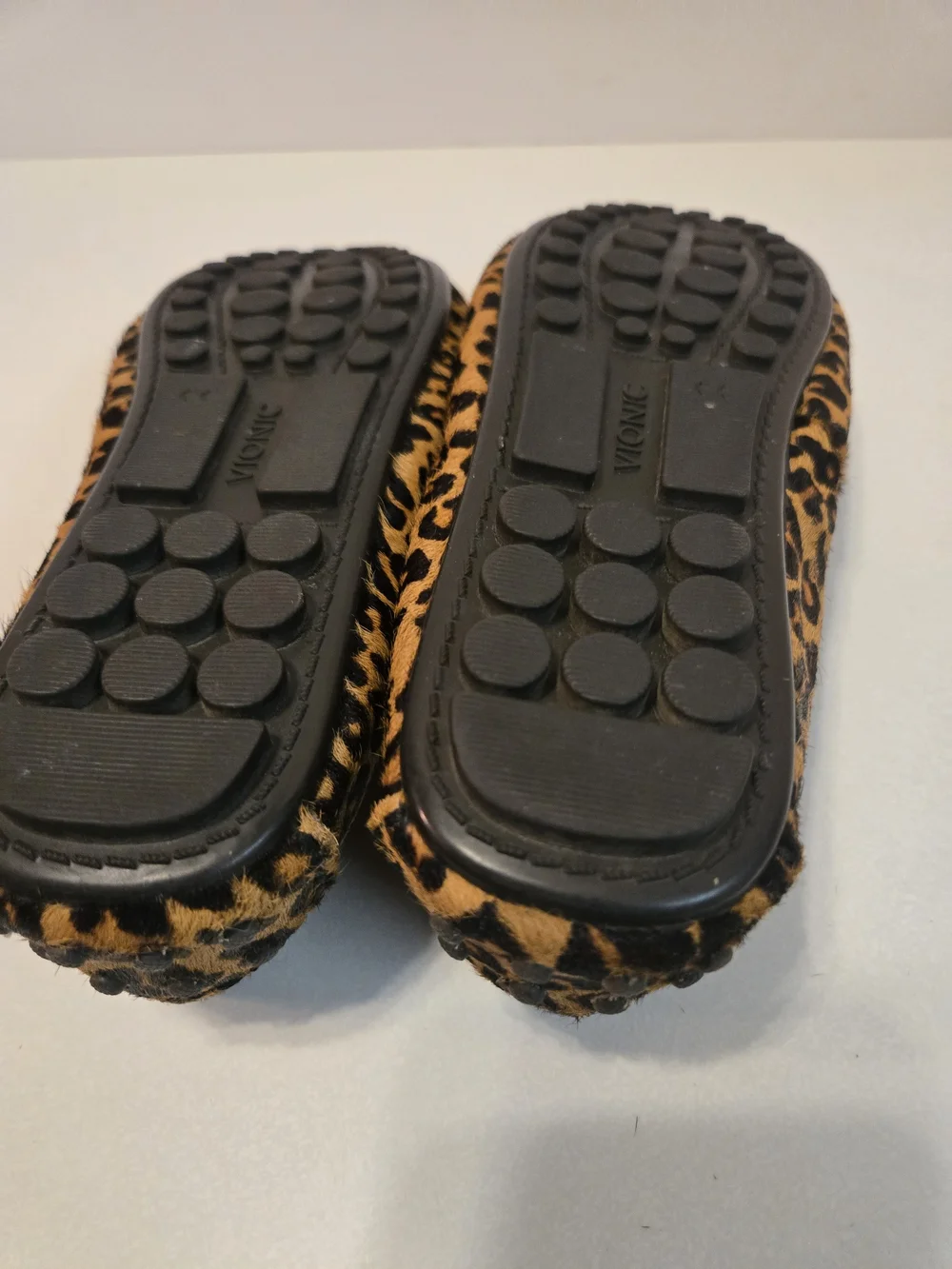 Vionic Leopard Print Loafers with Gold Accent
